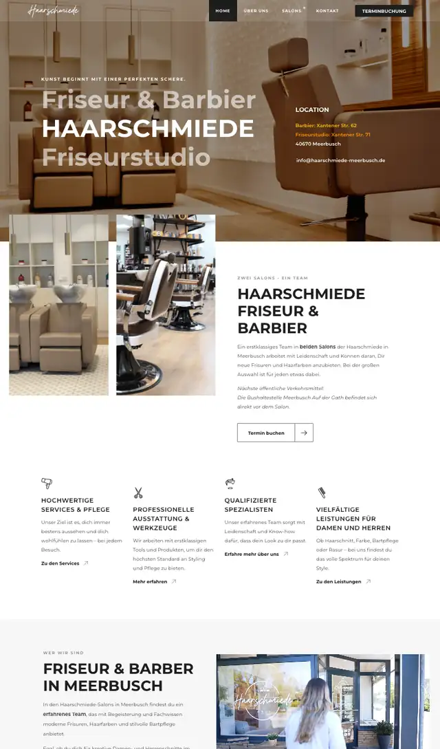 Website der Haarschmiede Meerbusch