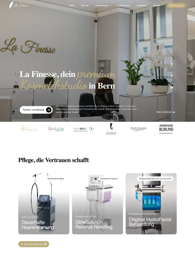 Website des Kosmetikstudios La Finesse in Bern