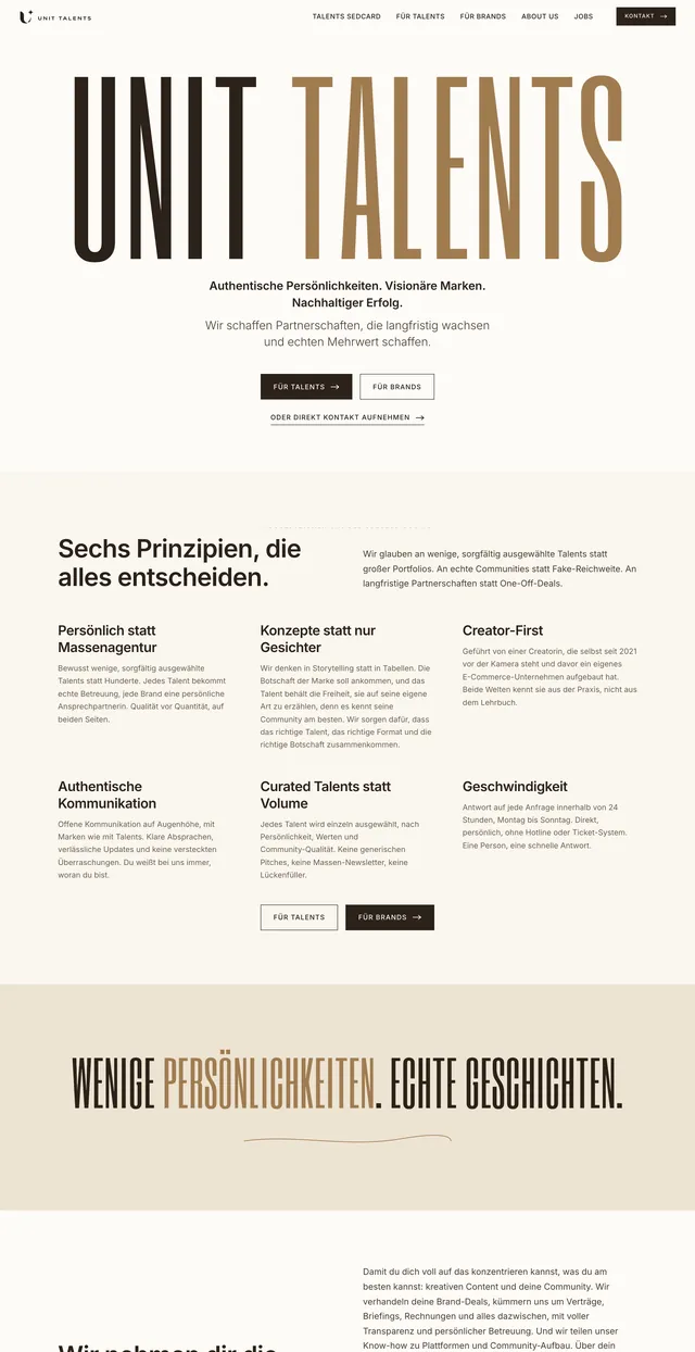 Website der Agentur Unit Talents